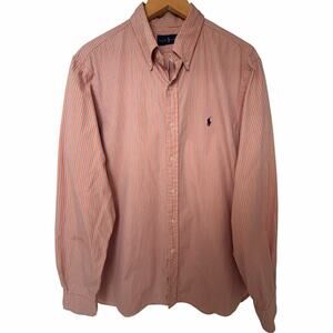 Polo Ralph Lauren Pink Blue Striped Button Down Shirt Mens 16.5